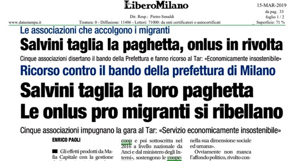 ACCOGLIENZA, RICORSO TAR: CONFCOOPERATIVE E LEGACOOP, LE COOPERATIVE “NON PIANGONO”, DIFENDONO LE PERSONE, ANCHE GLI ITALIANI