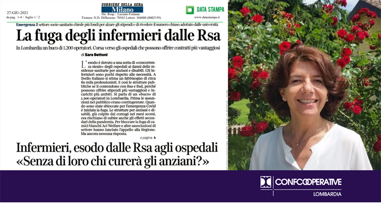 Allarme infermieri nelle Rsa, Valeria Negrini sul Corriere della Sera Milano