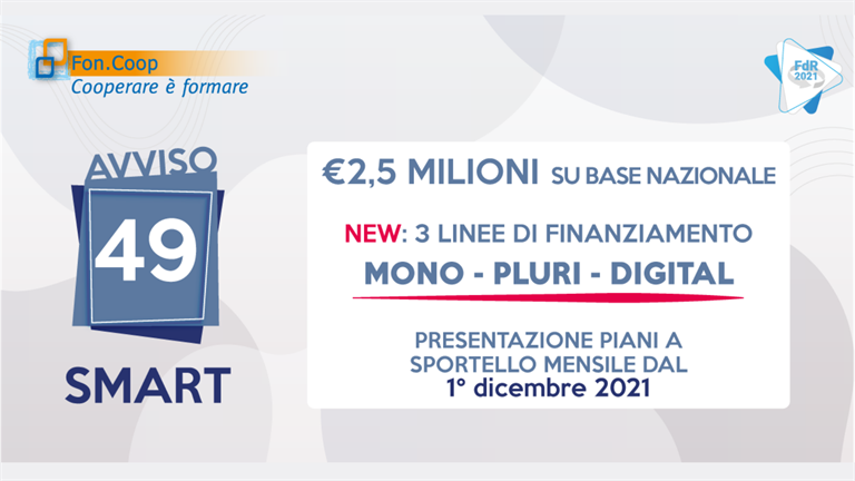 Avviso 49 Smart: 2,5 milioni e tre linee di finanziamento per la formazione di PMI e microimprese