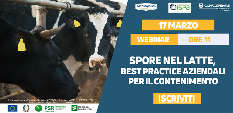 SAVE THE DATE 17 marzo | Webinar "Spore nel latte, best practice aziendali per il contenimento”