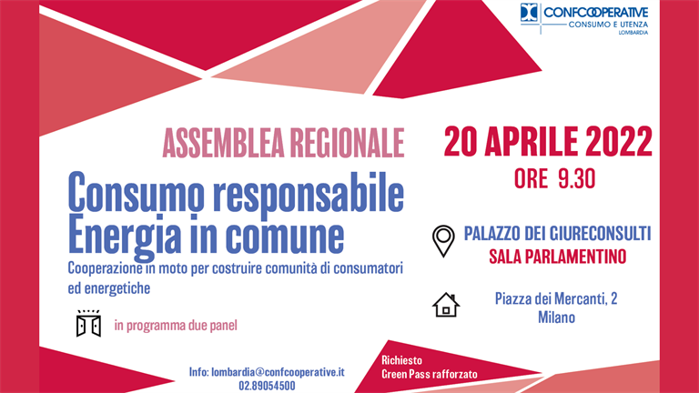 20 APRILE | Assemblea regionale delle cooperative lombarde di Consumo e Utenza