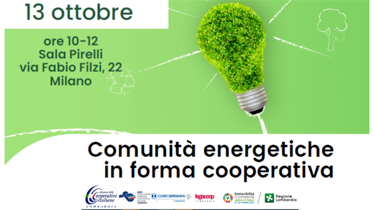 SAVE THE DATE | Il 13 ottobre il convegno "Comunità energetiche in forma cooperativa"