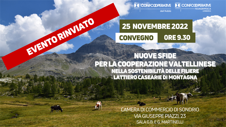 EVENTO RINVIATO - Il 25 novembre a Sondrio il convegno “Nuove sfide per la cooperazione valtellinese"