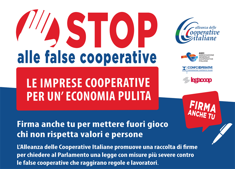 FIRMA E FERMA! CON CONFCOOPERATIVE MILANO PER DIRE STOP FALSE COOPERATIVE