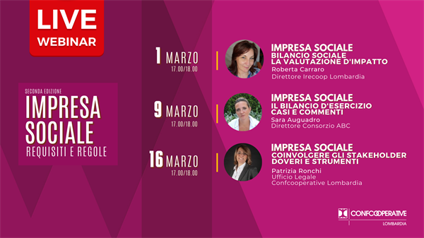 A marzo tornano i webinar sull’impresa sociale