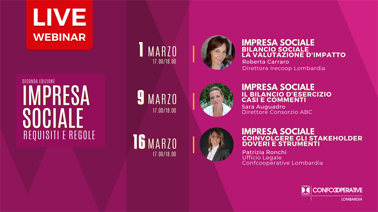 A marzo tornano i webinar sull'impresa sociale