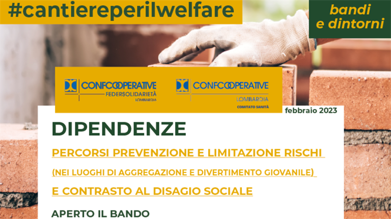 DIPENDENZE - al via bando per percorsi prevenzione e limitazione rischi e contrasto al disagio sociale