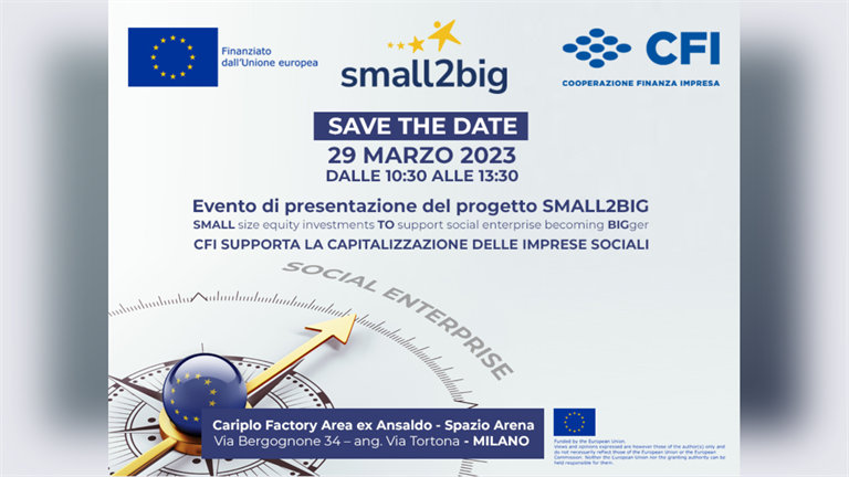 29 marzo | CFI presenta a Milano Small2big, progetto sulla capitalizzazione delle imprese sociali