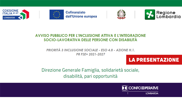 Presentazione del bando per l’inclusione attiva e l’integrazione socio lavorativa delle persone con disabilità