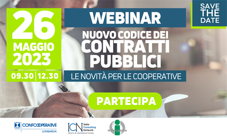 26 maggio | Webinar "Nuovo Codice dei Contratti pubblici. Le novità per le cooperative".