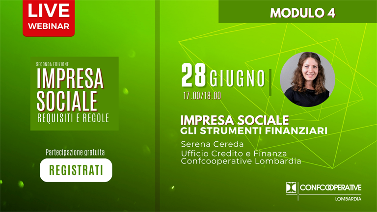 Webinar 28 giugno | Impresa sociale - Gli strumenti finanziari