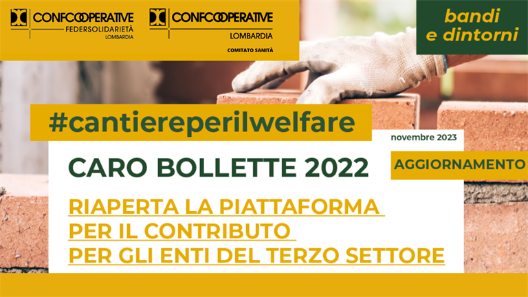 Terzo settore, riaperta la piattaforma per richiedere il contributo Caro bollette 2022