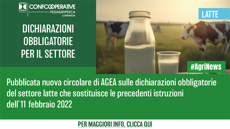 Latte, nuova circolare AGEA sulle dichiarazioni obbligatorie