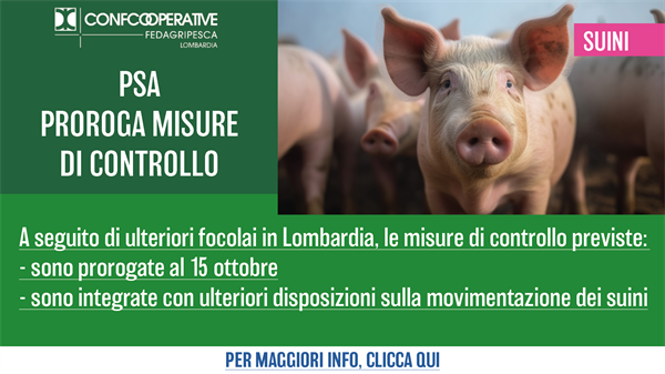 PSA, prorogate misure di controllo in Lombardia