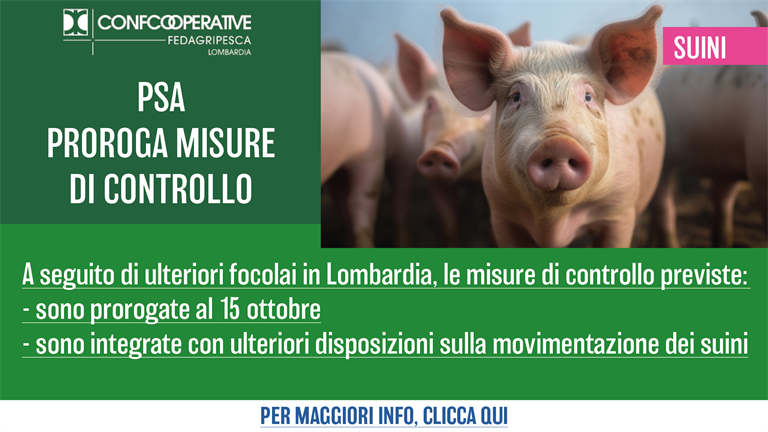 PSA, prorogate misure di controllo in Lombardia