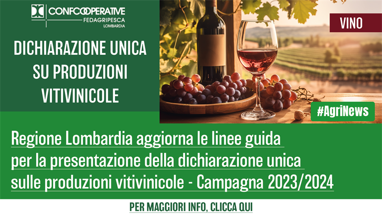 VINO - Regione aggiorna le linee operative per la presentazione della dichiarazione unica