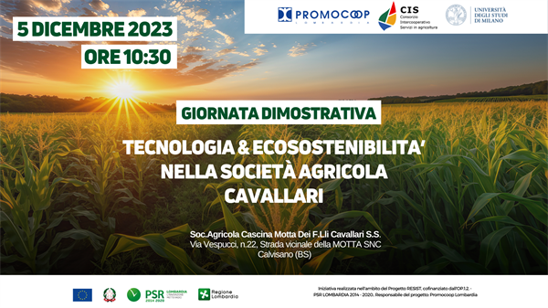 5 dicembre | Giornata dimostrativa “Tecnologia & ecosostenibilità" nella società agricola Cavallari