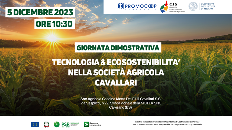 5 dicembre | Giornata dimostrativa “Tecnologia & ecosostenibilità" nella società agricola Cavallari