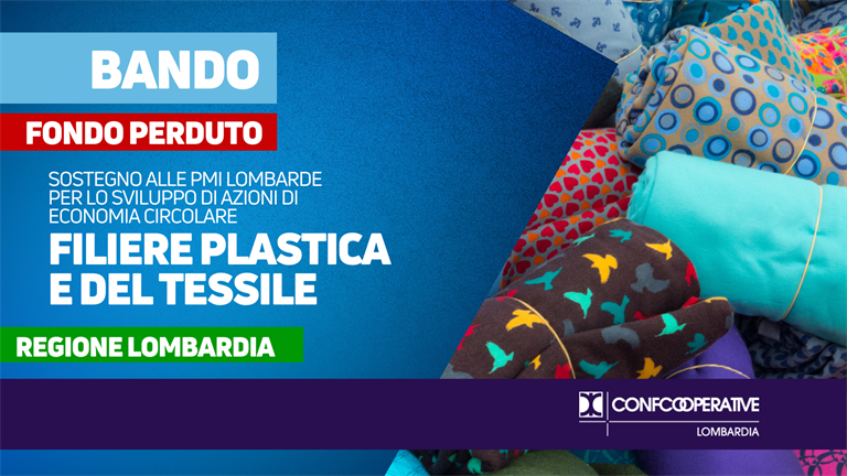 Bando economia circolare per filiera tessile e plastica. Fondo perduto da Regione Lombardia