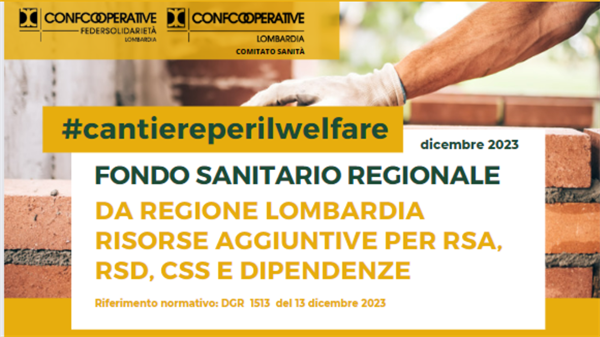 Fondo Sanitario Regionale, risorse aggiuntive per il 2024 per RSA, RSD, CSS e area dipendenze