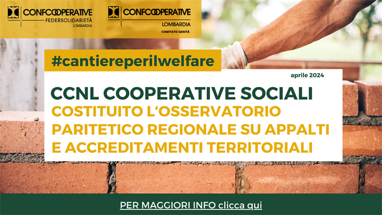 Costituito l’Osservatorio paritetico Regionale su appalti e accreditamenti territoriali