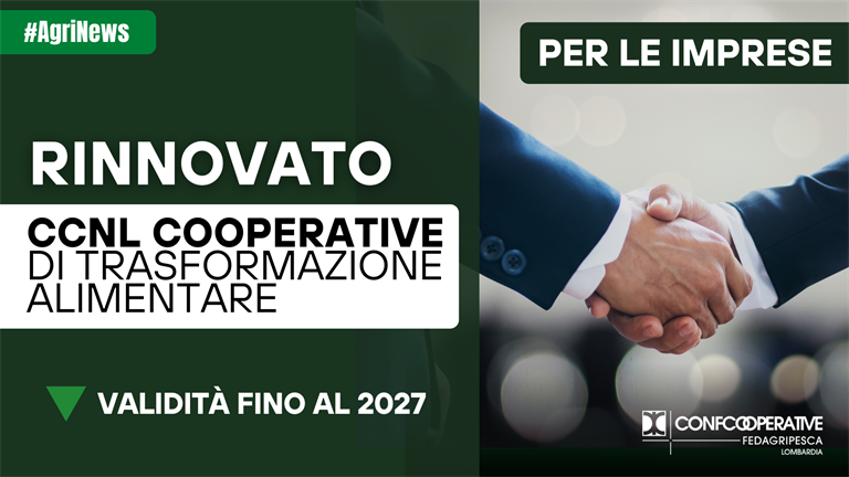 Rinnovato CCNL cooperative di trasformazione alimentare