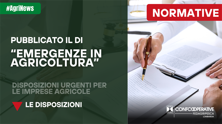 Pubblicato il DI "Emergenze in agricoltura"