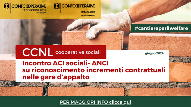CCNL, incontro ACI sociali - ANCI su riconoscimento incrementi contrattuali nelle gare d'appalto