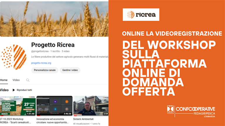 Progetto Ricrea: Online la videoregistrazione del Workshop sulla piattaforma online di domanda offerta
