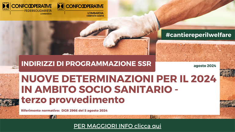 Indirizzi di programmazione SSR, da Regione nuove determinazioni per il 2024 - terzo provvedimento