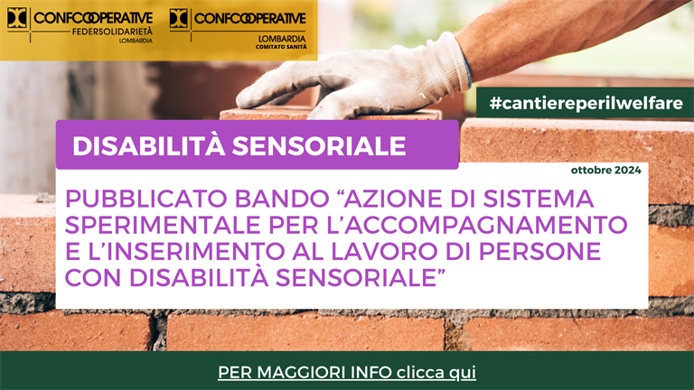 Pubblicato l'avviso "Azione di sistema sperimentale per l'accompagnamento e l'inserimento al lavoro di persone con disabilità sensoriale"