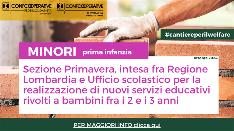 Sezione primavera”, intesa Regione e Ufficio Scolastico regionale per la realizzazione di un’offerta di servizi educativi per bambini fra i 2 e i 3 anni