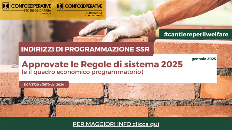 SERVIZIO SOCIOSANITARIO REGIONALE - Approvate le Regole di sistema 2025
