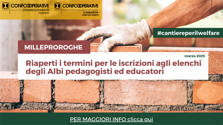 Milleproroghe, riaperti i termini per le iscrizioni agli elenchi degli Albi pedagogisti ed educatori