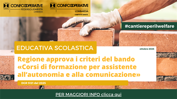 Regione approva i criteri del bando «Corsi di formazione per assistente all’autonomia e alla comunicazione»
