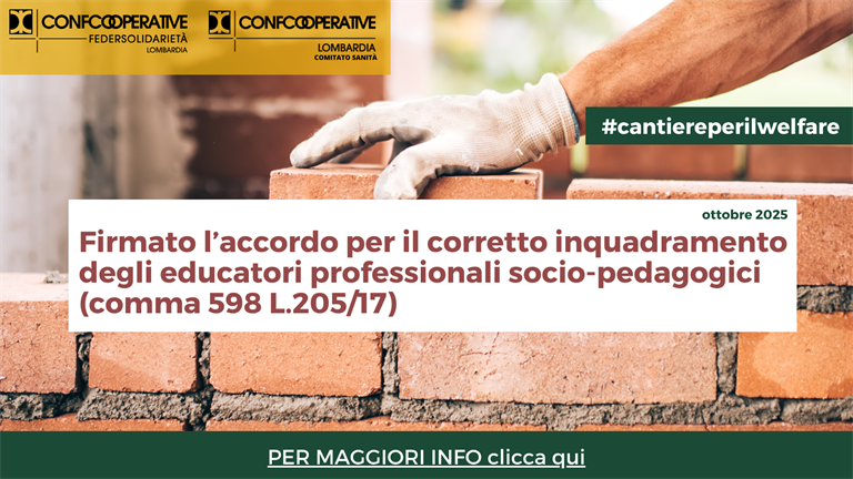 Firmato l'accordo per il corretto inquadramento degli inquadratori professionali socio-pedagogici (comma 598 L.205/17))