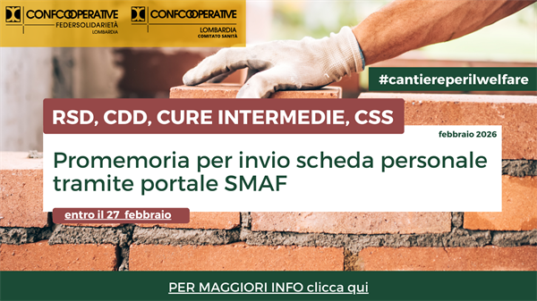 Disabilità e anziani -  Promemoria per invio scheda personale tramite portale SMAF