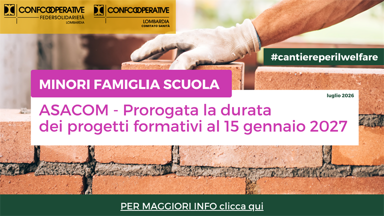 ASACOM - Regione proroga la data di scadenza dei progetti formativi