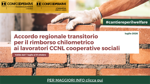 Accordo regionale transitorio per il rimborso chilometrico ai lavoratori CCNL cooperative sociali