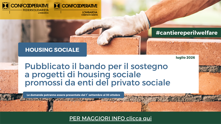 Housing – Pubblicato il bando per il sostegno a progetti di housing promossi da enti del privato sociale