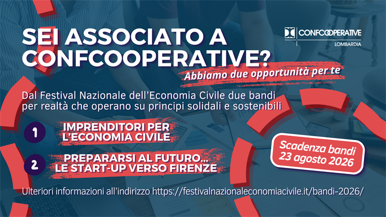 Festival Nazionale dell’Economia Civile 2026, due opportunità per le realtà associate a Confcooperative