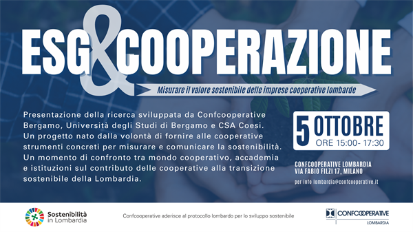 ESG & Cooperazione: un confronto sul valore sostenibile delle imprese cooperative lombarde
