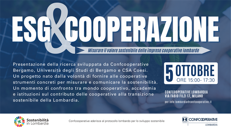 ESG & Cooperazione: un confronto sul valore sostenibile delle imprese cooperative lombarde
