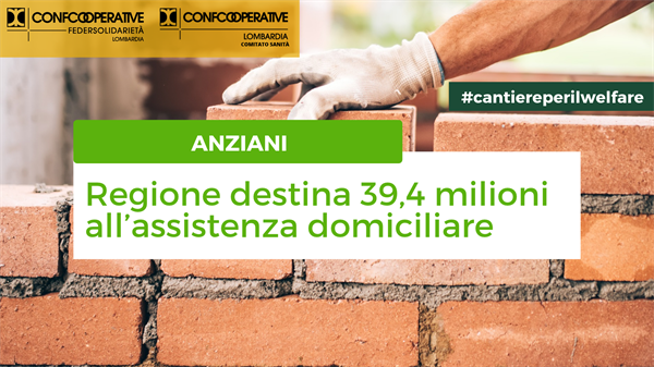 Anziani, Regione destina 39,4 milioni all’assistenza domiciliare