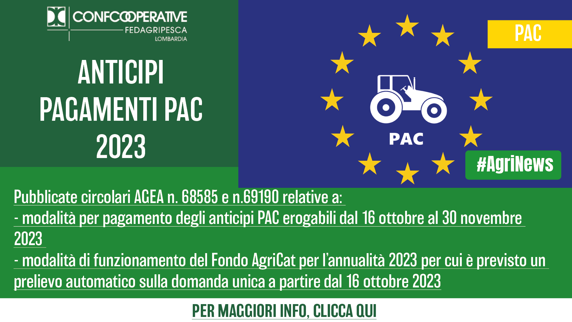 PAC Dal 16 ottobre l’anticipo dei pagamenti della domanda unica 2023